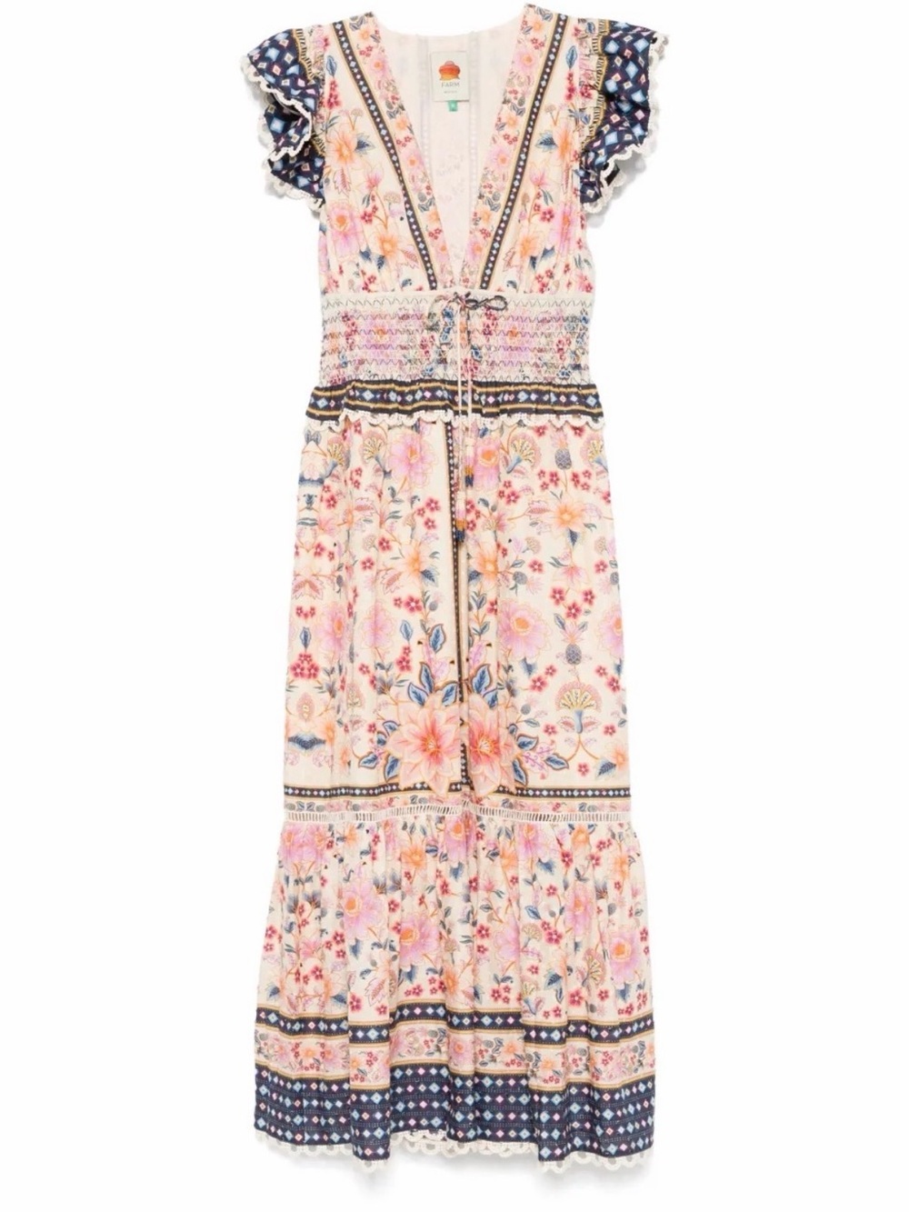 Farm Rio Floral Tiered Maxi Dress with Smocked Waist - Picture 3 of 6
